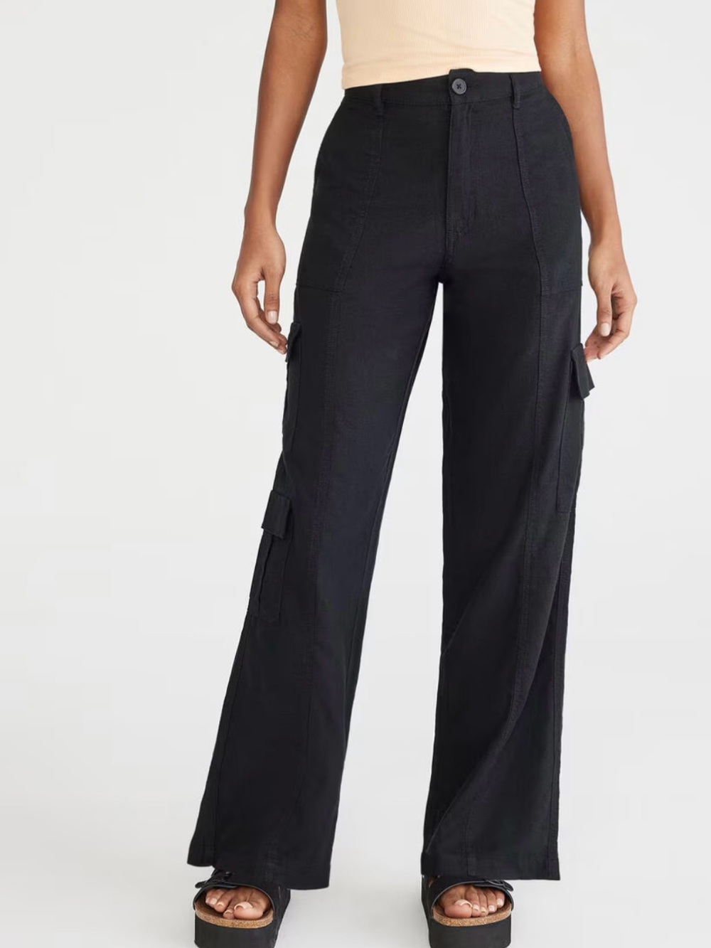 Aeropostale Black Women's linen Cargo Pants